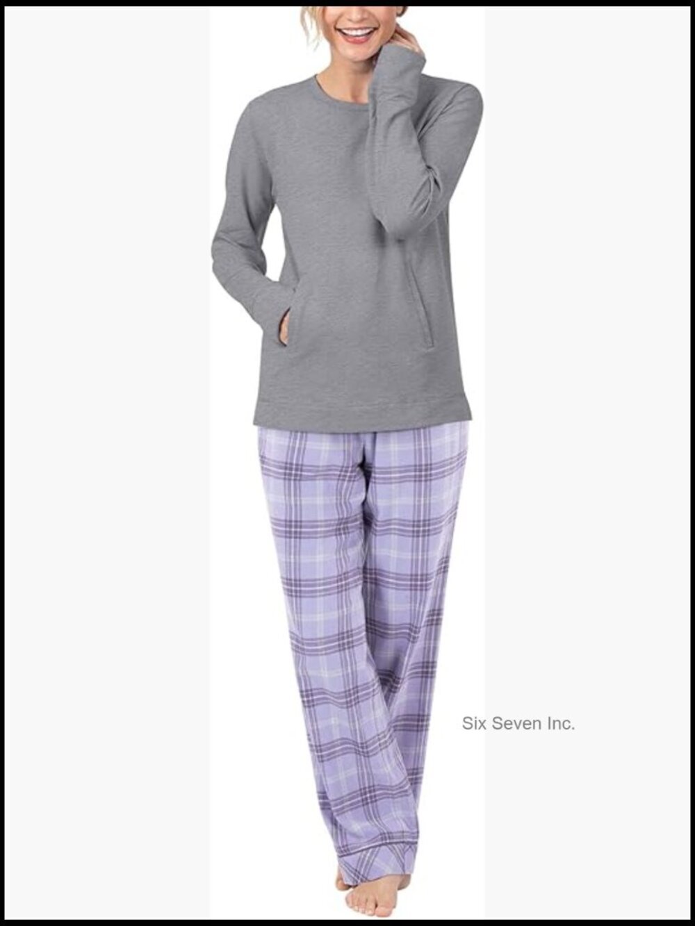 Flannel Pajama Set for Women - Plaid - Long Sleeve - Relaxed Fit - Cotton Blend